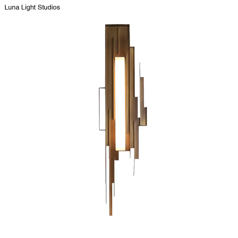 Brass/Gold Sconce Lamp: Irregular Shape With Left/Right Tip - Unique Metal Wall Lighting Fixture