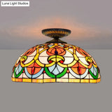 Brass Heart-Shaped Art Glass Flush Mount Ceiling Light With Baroque Design