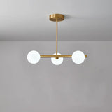 Brass Island Pendant Light Fixture - Simplicity Ball Glass Dining Room Lighting Kit 3 / Milk White