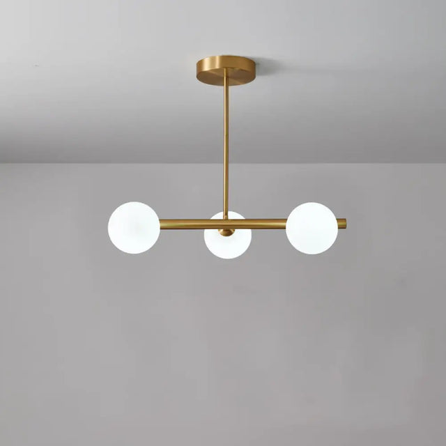 Brass Island Pendant Light Fixture - Simplicity Ball Glass Dining Room Lighting Kit 3 / Milk White
