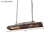 Brass Island Pendant Light - Loft Style Hanging Lamp With Etched Lettering Metal Finish