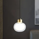 Brass Led Hanging Light With Clear Glass Shade - Modern Oblong Design