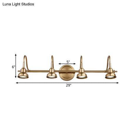 Brass Linear Led Vanity Sconce - Traditional 2/3/4-Light Bathroom Lighting