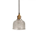 Brass Loft Style Single-Bulb Pendant Ceiling Light With Lattice Glass Bowl Design / Clear