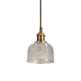 Brass Loft Style Single-Bulb Pendant Ceiling Light With Lattice Glass Bowl Design / Clear