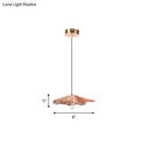 Brass Lotus Hanging Ceiling Light For Dining Room - 1 Metal Pendant Head