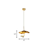 Brass Lotus Hanging Ceiling Light For Dining Room - 1 Metal Pendant Head / G