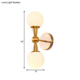 Brass Orb Wall Mount Light With Opal Glass Lampshade - Mid Century Lighting Idea