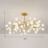 Brass Postmodern Leaf Metal Chandelier Pendant Light - Led Hanging For Living Room 63 / Cream