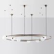 Brass Ringed Glass Chandelier - Postmodern Cream Orb 8-Bulb Light Fixture For Kitchen Bar