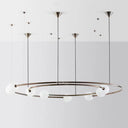 Brass Ringed Glass Chandelier - Postmodern Cream Orb 8-Bulb Light Fixture For Kitchen Bar