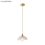 Brass Shaded Textured Glass Pendant Light - Antique 1-Light Fixture For Restaurants