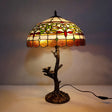 Brass Table Lamp: Stained Glass Leaf/Rose/Peony Tiffany Style Perfect For Bedroom Nightstand / Leaf