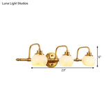 Brass Traditional White Glass Wall Sconce With Metal Curved Arm