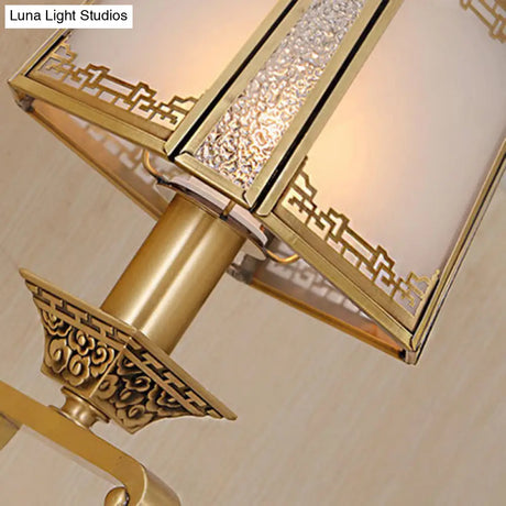 Brass Trapezoid Retro Wall Light Fixture - Stylish 1/2-Light Vanity Lighting For Bedroom