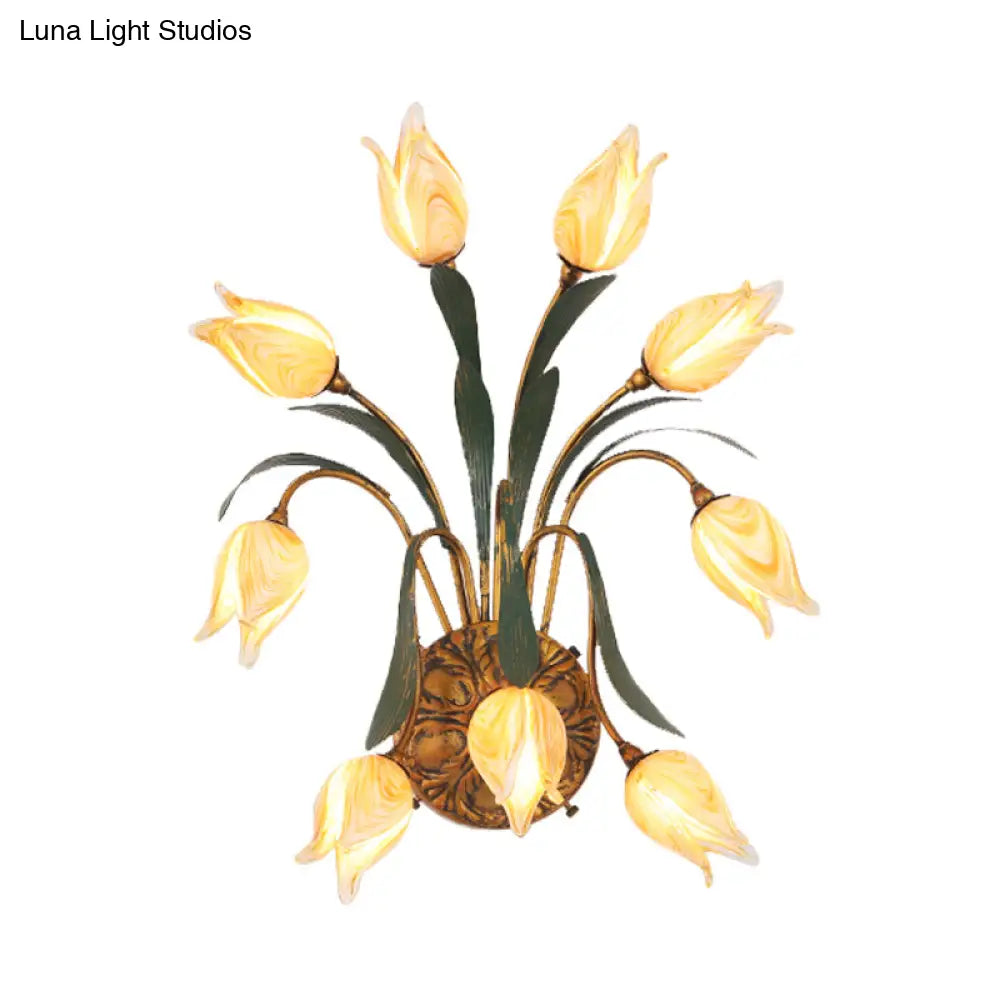 Brass Tulip Wall Sconce Countryside Metal Lighting Bathroom Mounted Light