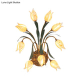 Brass Tulip Wall Sconce Countryside Metal Lighting Bathroom Mounted Light