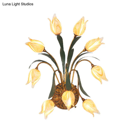 Brass Tulip Wall Sconce Countryside Metal Lighting Bathroom Mounted Light