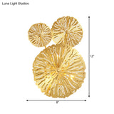 Brass Wall Mount Lamp Asian Style - 3/6/7 Heads Gold Finish Etched Lotus Leaf Sconce