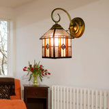 Brass Wall Sconce Art Glass Tiffany Light - Creative Hanging House Décor For Bedroom Clear