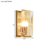 Brass Wall Sconce With Clear Crystal Shield For A Mid Century Look