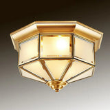 Brass Yurt Glass Flush Light - Classic Living Room Ceiling Mount / 12.5’ Frosted