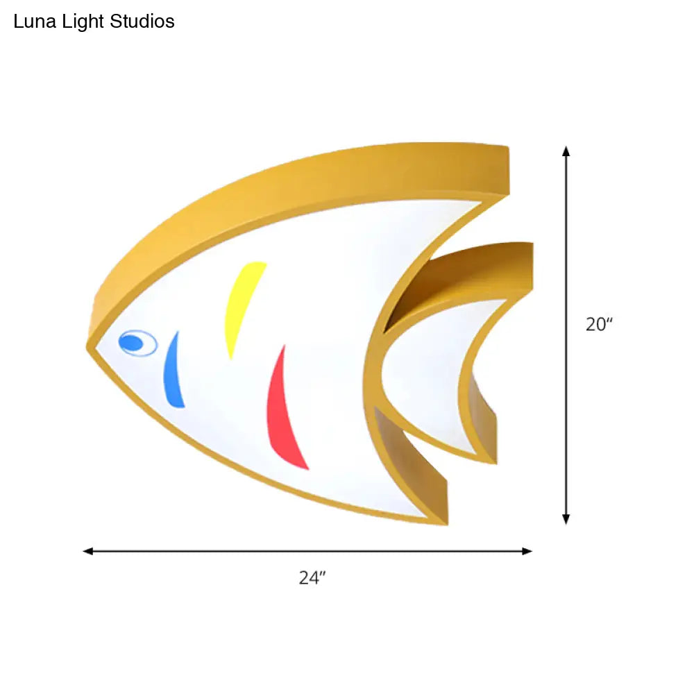 Bright Fish Pendant Light: Vibrant Acrylic Hanging For Kindergarten Hallway