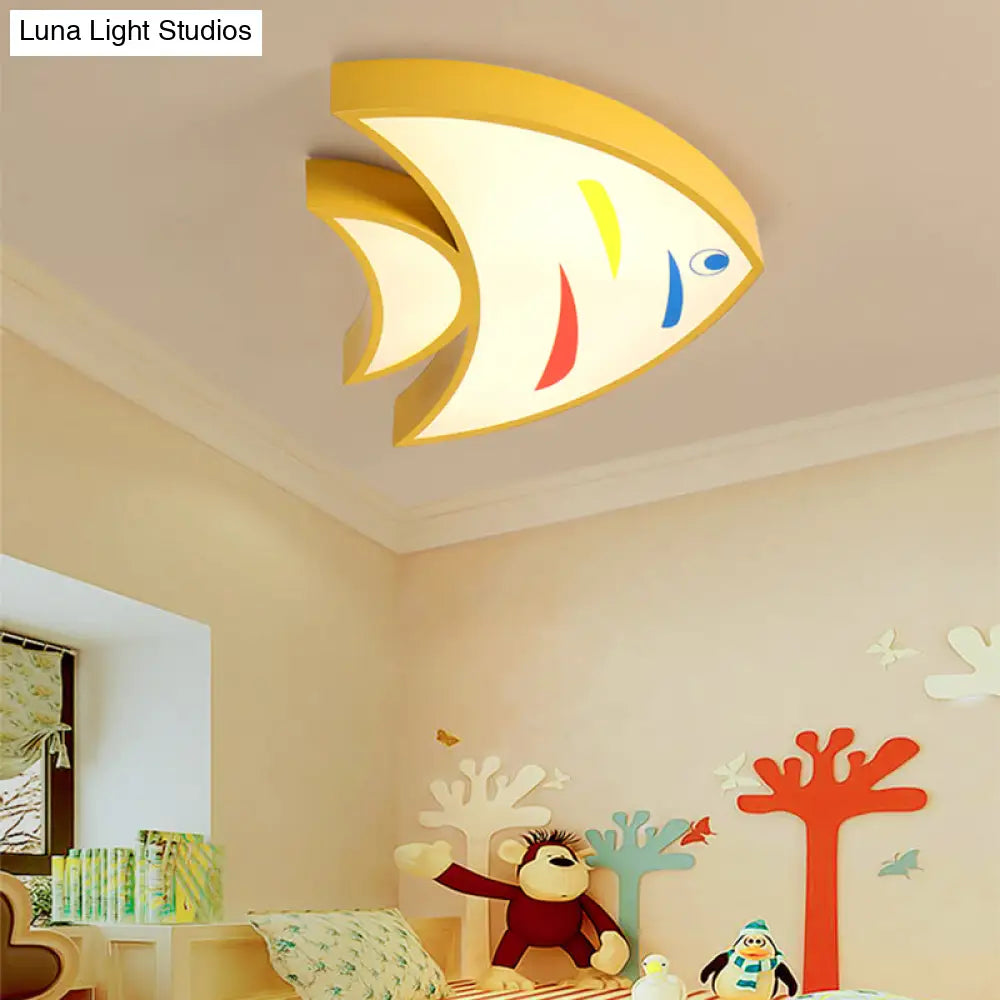 Bright Fish Pendant Light: Vibrant Acrylic Hanging For Kindergarten Hallway Yellow / 17 Warm