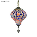 Bronze Coffee House Pendant Light Kit With Colorful Glass Shade