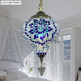 Bronze Coffee House Pendant Light Kit With Colorful Glass Shade