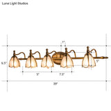 Bronze Colonial-Chic White Glass Scalloped Wall Light For Bathroom Vanity
