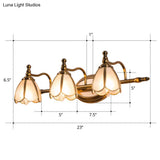 Bronze Colonial-Chic White Glass Scalloped Wall Light For Bathroom Vanity