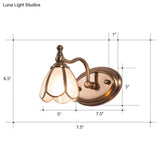 Bronze Colonial-Chic White Glass Scalloped Wall Light For Bathroom Vanity