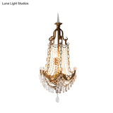 Bronze Crystal Raindrop Wall Sconce With Retro 3 Heads - Living Room Lighting