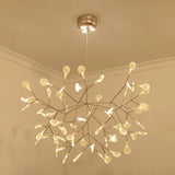 Bronze Designer Led Heracleum Chandelier: Acrylic Living Room Pendant Light Fixture 63 / Warm