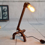 Bronze Finish Table Lamp: Plumbing Pipe Living Room Lighting Rustic Stylish Metal Open Bulb Included