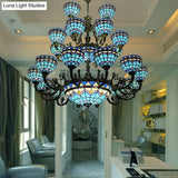 Bronze Finish Tiffany Chandelier With 3 Tiers For Elegant Upward Lighting In Bedrooms And Living