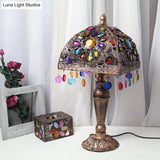 Bronze Metal Nightstand Light With Antique Hollow Table Design - Perfect For Living Room