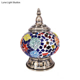 Bronze Moroccan Stained Glass Nightstand Lamp - 1 Light Table Décor For Bedroom