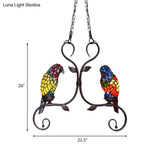 Bronze Parrot Chandelier: Cut Glass Baroque Style 2 Heads Pendant Lighting With Elegant Frame