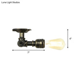 Bronze Rustic Water Pipe Semi Flushmount Ceiling Fixture - 1 - Head Metallic Mount