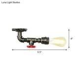 Bronze Rustic Water Pipe Semi Flushmount Ceiling Fixture - 1 - Head Metallic Mount