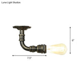 Bronze Rustic Water Pipe Semi Flushmount Ceiling Fixture - 1 - Head Metallic Mount