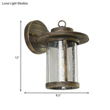 Bronze Seedy Glass Sconce: Single-Light Wall Mounted Lantern For Countryside Patio Lighting