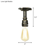 Bronze Water Pipe Ceiling Light - Antique Semi - Flush Mount With 1 Bulb
