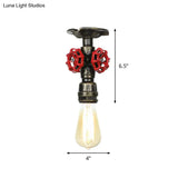 Bronze Water Pipe Ceiling Light - Antique Semi - Flush Mount With 1 Bulb