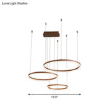 Brown Led Acrylic Chandelier - 3/4/5-Tier Minimalist Circular Pendant Light For Restaurants