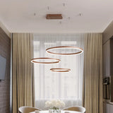 Brown Led Acrylic Chandelier - 3/4/5-Tier Minimalist Circular Pendant Light For Restaurants / 3