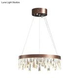 Brown Led Crystal Block Chandelier Light Contemporary Suspension For Living Room 16/23.5/31.5 Wide
