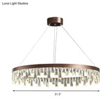 Brown Led Crystal Block Chandelier Light Contemporary Suspension For Living Room 16/23.5/31.5 Wide